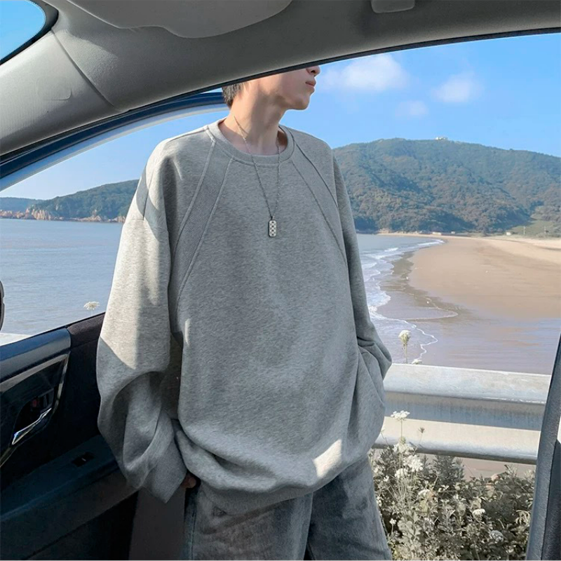 美式潮牌拼接解構重磅長袖t恤