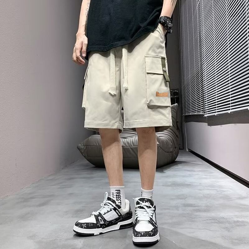 美式運動風抽繩大口袋休閒工裝短褲