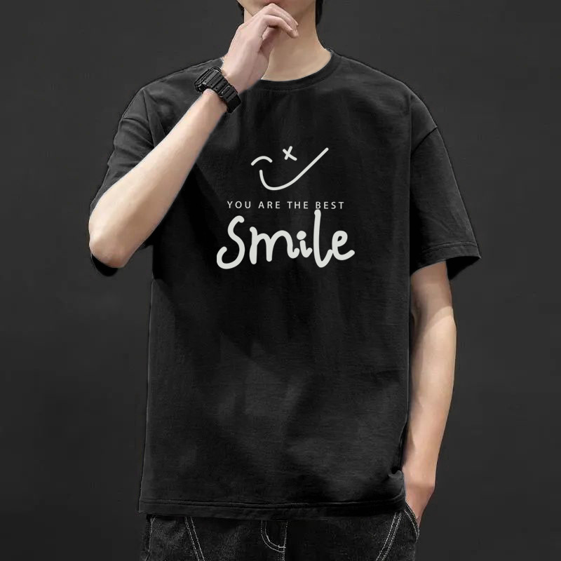 港風時尚圓領休閒寬鬆大碼字母印花短袖T恤