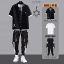 【三件套 】 黑色襯衫+工裝褲+T恤