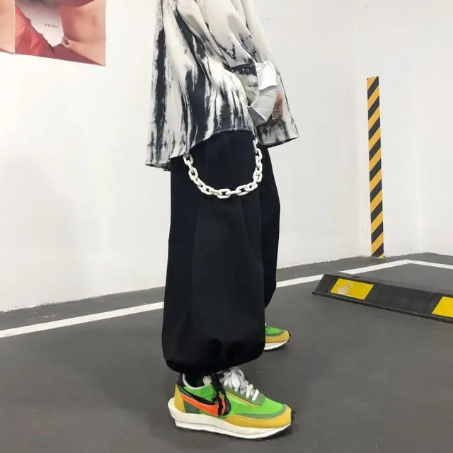 復古個性街頭日系工裝寬鬆高腰闊腿燈籠褲-vivivale