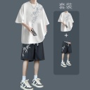 竹子短袖白色+休閑短褲黑【兩件套】