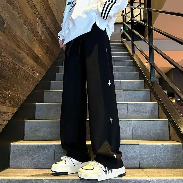  美式潮牌百搭垂感寬鬆闊腿直筒運動休閒褲