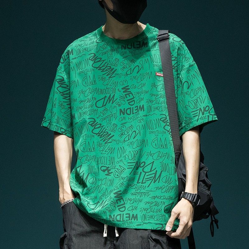 日系涼感冰絲薄款潮流寬鬆大碼短袖T恤-vivivale