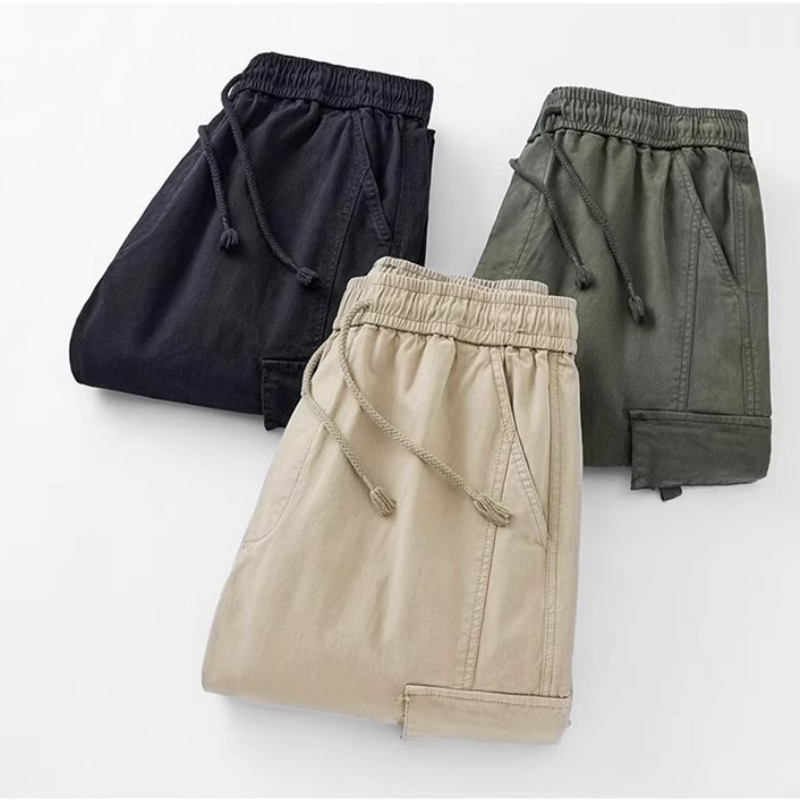 美式大碼寬鬆直筒潮流休閒褶皺闊腿工裝褲-vivivale