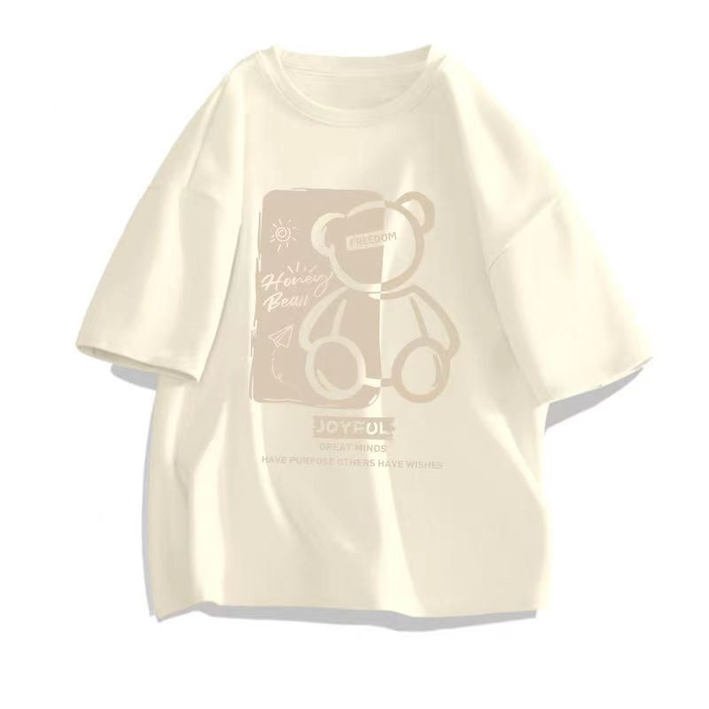 百搭休閒潮流寬鬆印花圓領短袖T恤