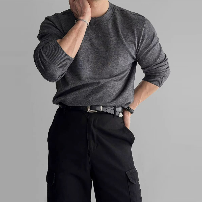 美式包芯紗針織修身長袖莫代爾軟糯打底羊毛衫-vivivale