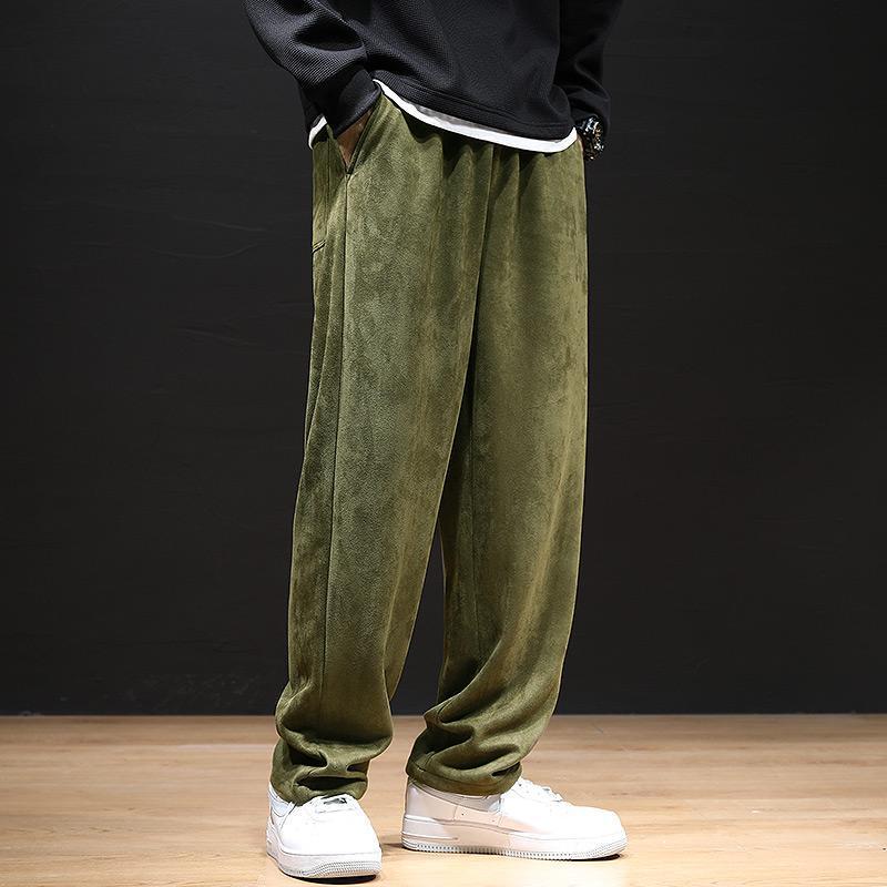 美式復古仿麂皮絨工裝寬鬆大碼ns顯瘦休閒褲