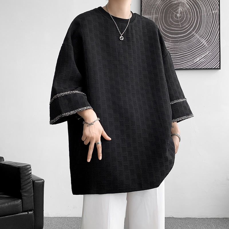 美式重磅oversize小香風設計感小眾七分短袖-vivivale