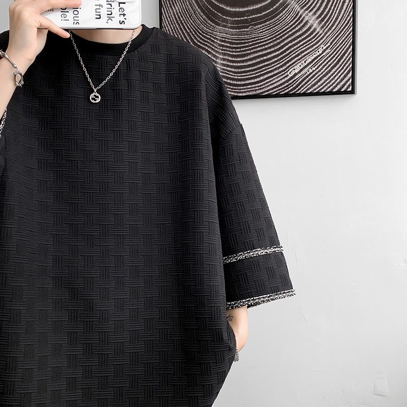 美式重磅oversize小香風設計感小眾七分短袖-vivivale