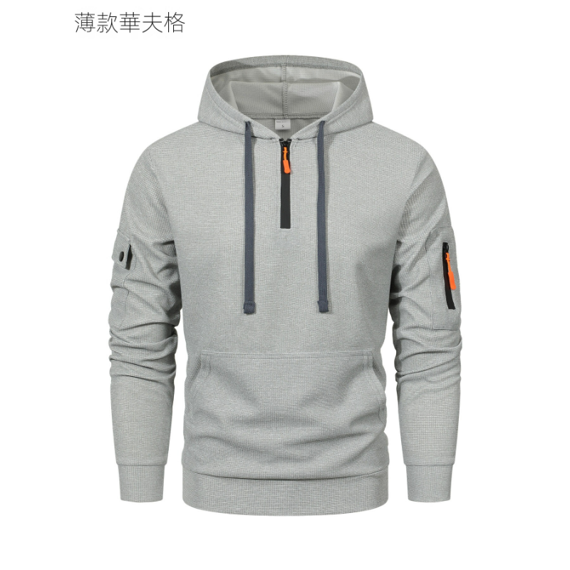 春秋款連帽衫拉鍊多口袋運動休閒衛衣-vivivale