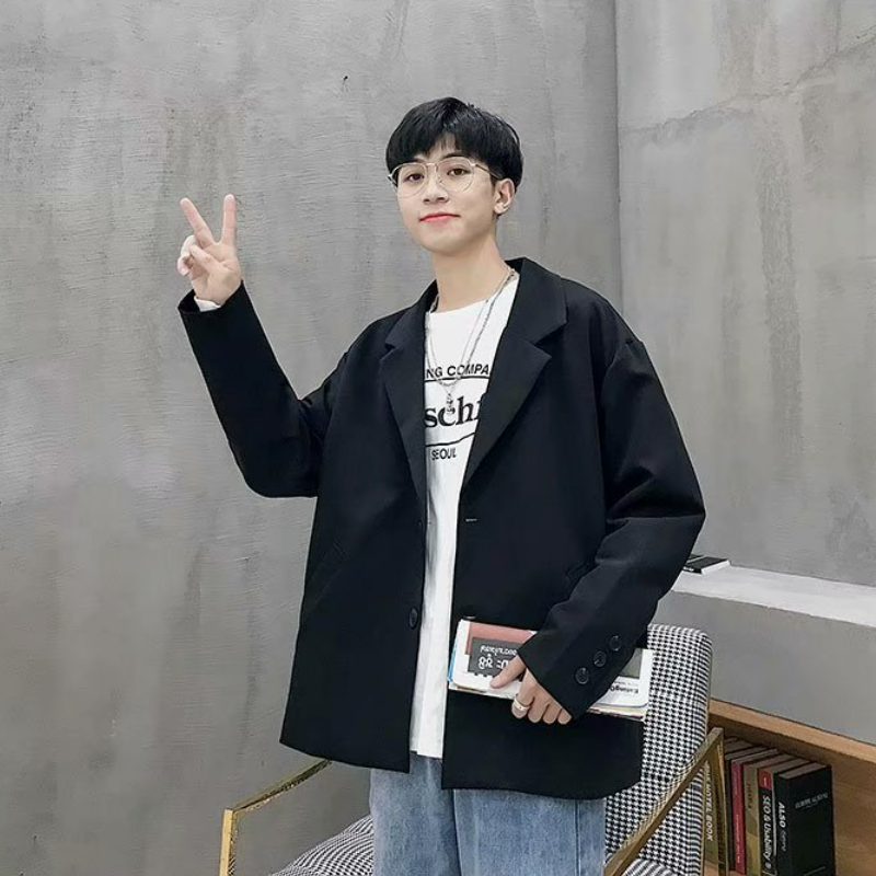 韓版潮流ins百搭休閑純色小西裝外套-vivivale