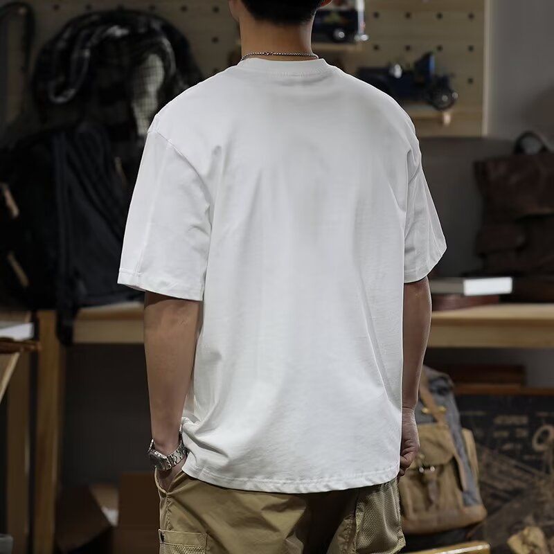 純棉簡約寬鬆休閒百搭潮流圓領短袖T恤-vivivale