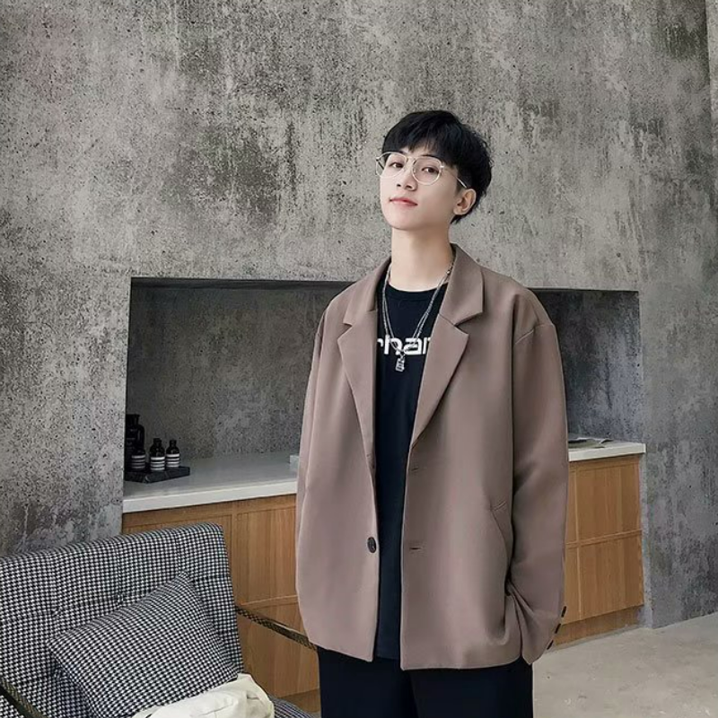 韓版潮流ins百搭休閑純色小西裝外套-vivivale