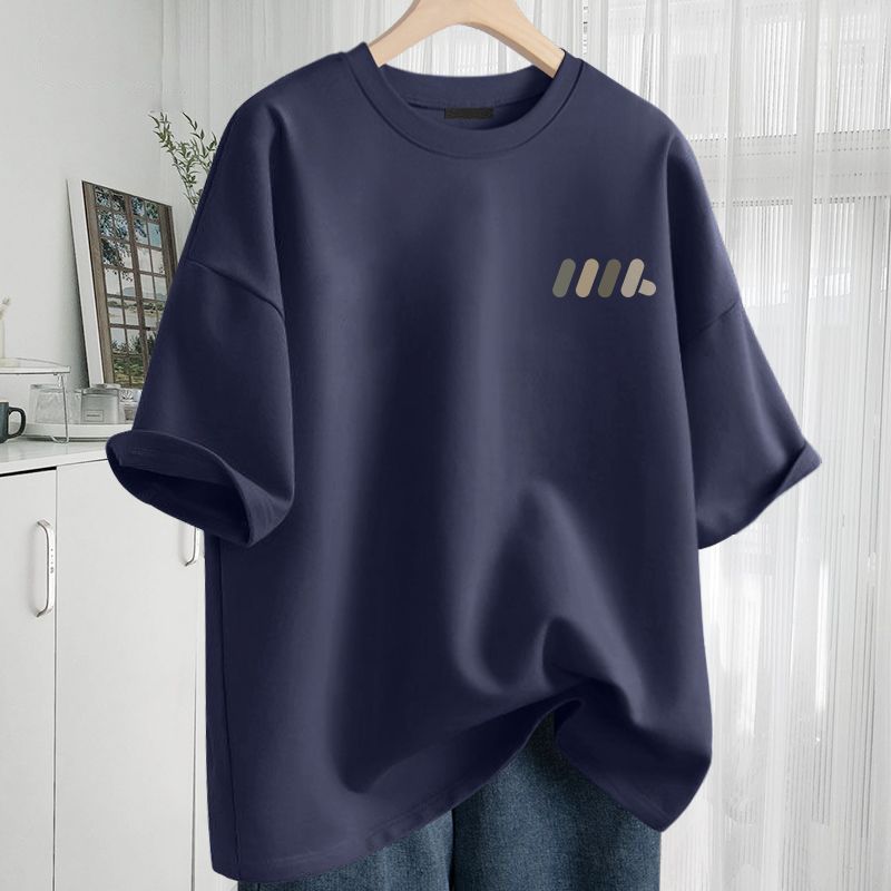 純棉透氣簡約休閒百搭圓領短袖T恤-vivivale