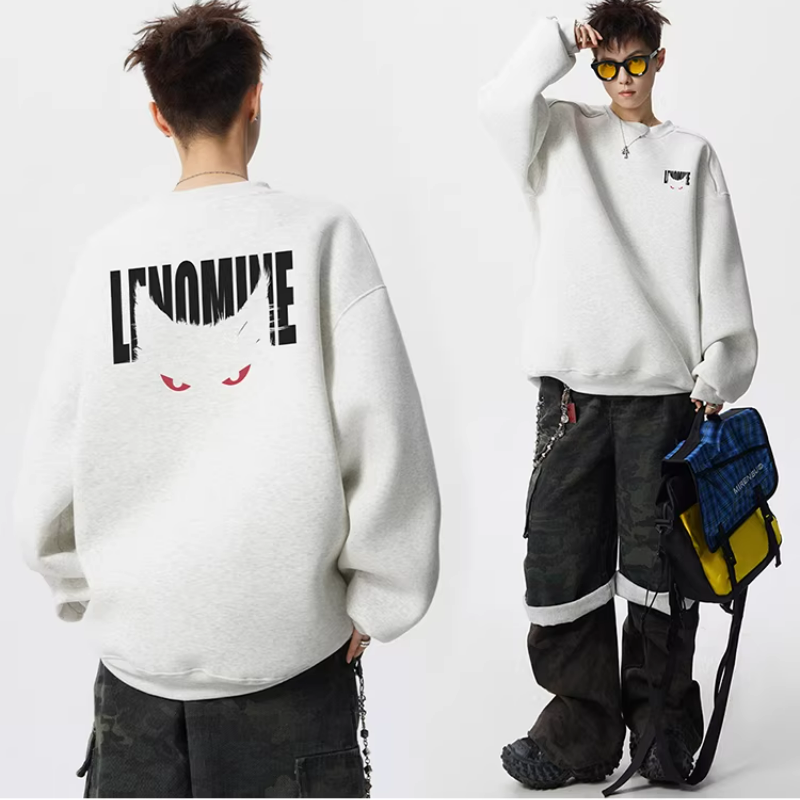 重磅美式設計感惡魔字母嘻哈港風連帽衛衣-vivivale