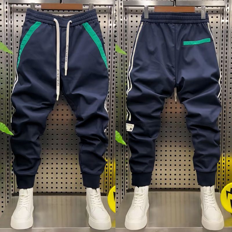 【單件/套裝】時尚寬鬆潮流百搭拼色长袖T恤+運動休閒褲兩件套-vivivale