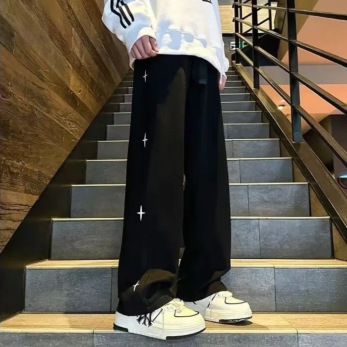  美式潮牌百搭垂感寬鬆闊腿直筒運動休閒褲