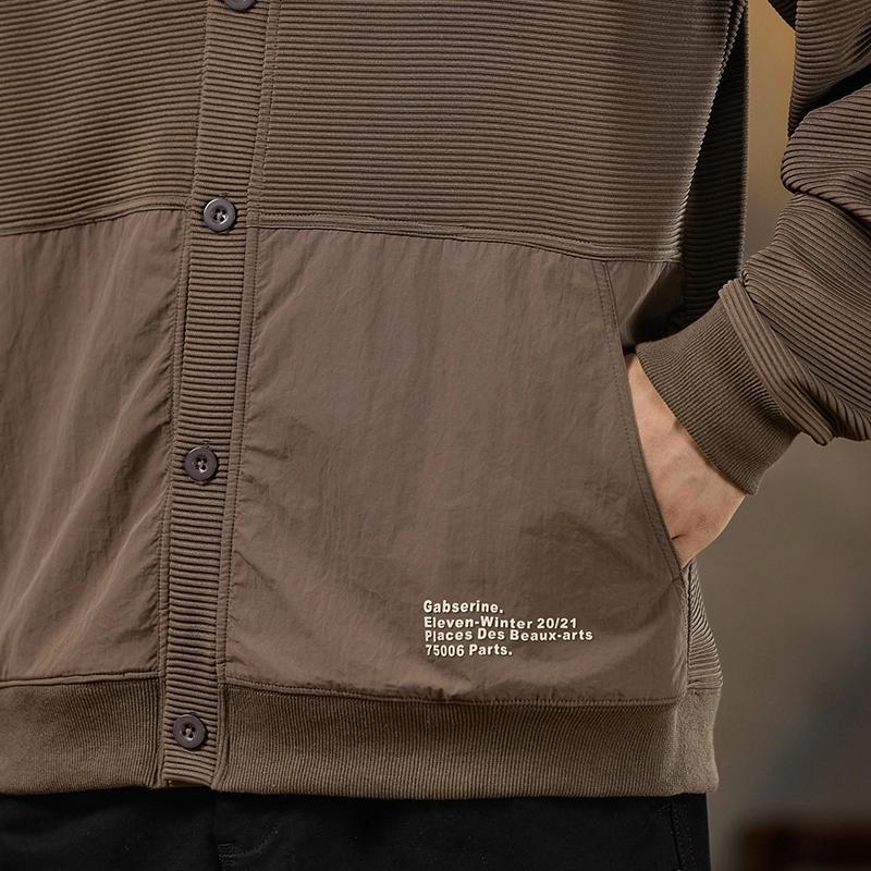 美式復古開衫衛衣長袖休閒時尚無領外套-vivivale