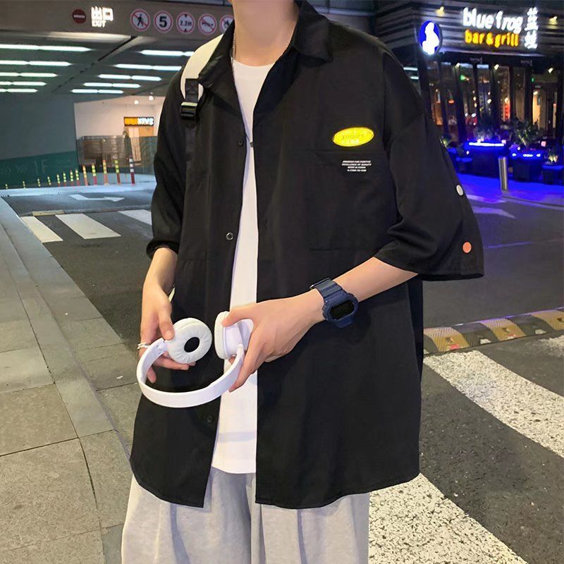 【單件/套裝】韓版潮流休閒短袖襯衫+內搭短袖T恤+休閒褲三件套裝-vivivale