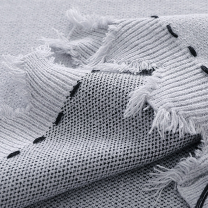 美式高街破壞感毛邊無袖針織馬甲-vivivale