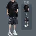 竹子短袖黑色+休閑短褲黑【兩件套】