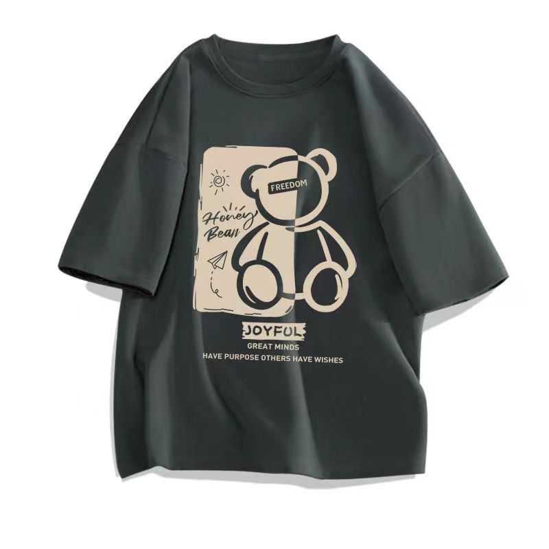 百搭休閒潮流寬鬆印花圓領短袖T恤