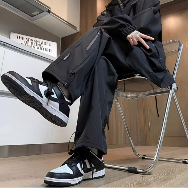 高街vibe美式機能風加絨寬鬆防水衝鋒褲-vivivale