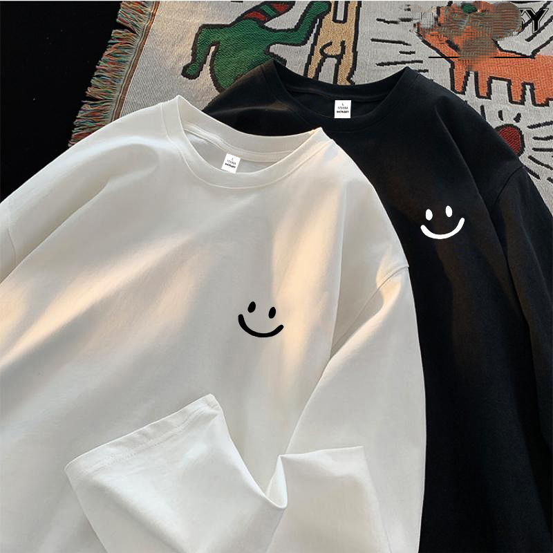 純棉男女同款百搭寬鬆原宿風ins長袖t恤