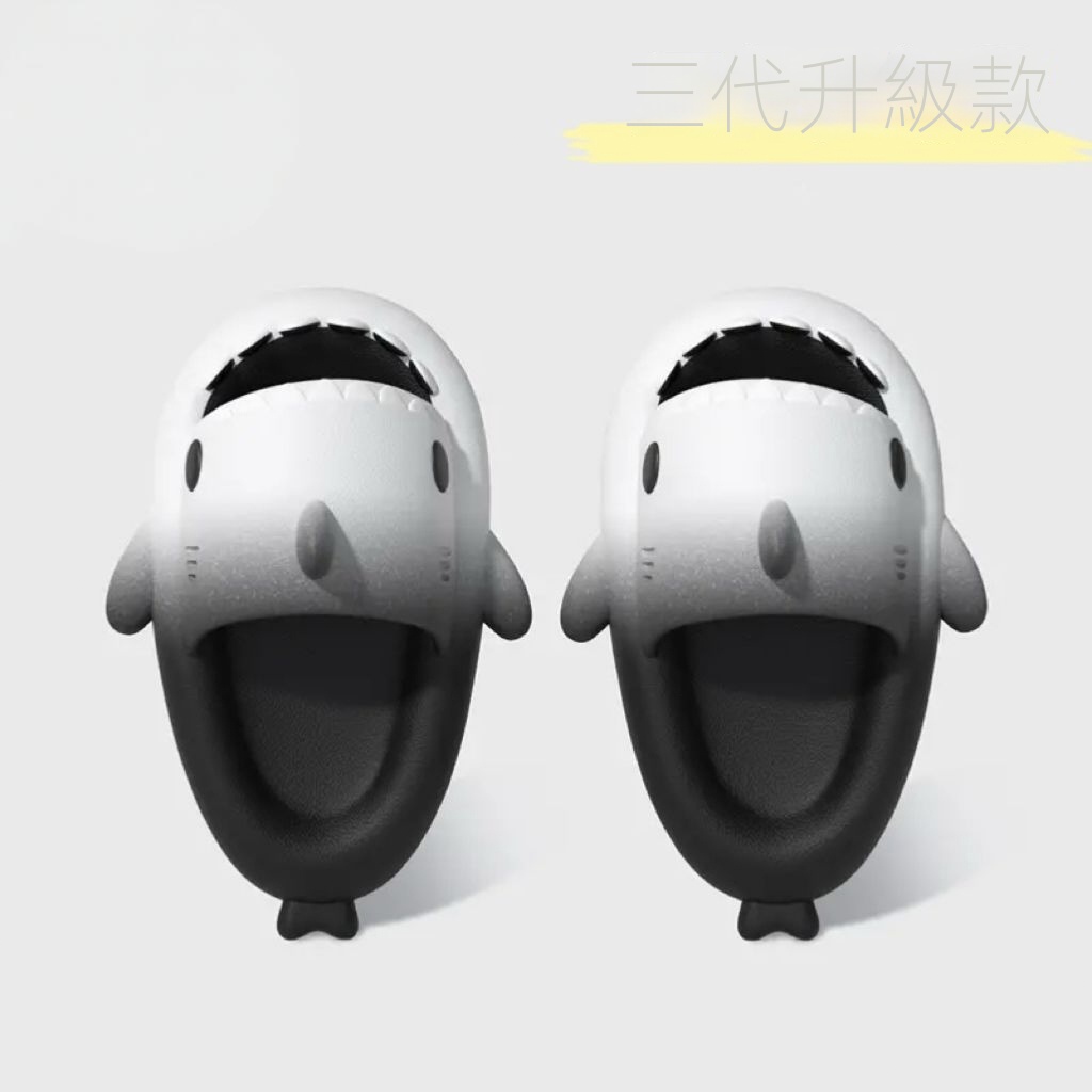 可愛鯊魚柔軟不累腳超厚鞋底情侶多巴胺拖鞋-vivivale