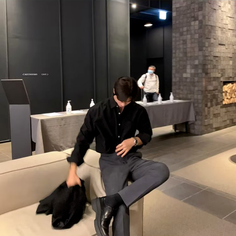 【單件/套裝】高級感長袖襯衫+黑色西裝褲兩件套裝-vivivale