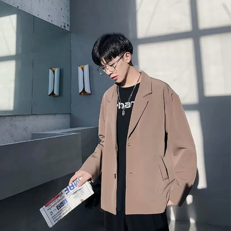 韓版潮流ins百搭休閑純色小西裝外套-vivivale