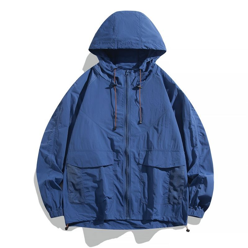 冰絲超薄透氣防紫外線戶外純色連帽防曬開衫-vivivale