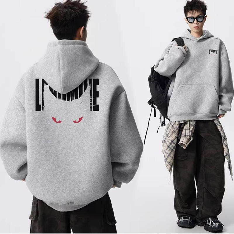 重磅美式設計感惡魔字母嘻哈港風連帽衛衣-vivivale