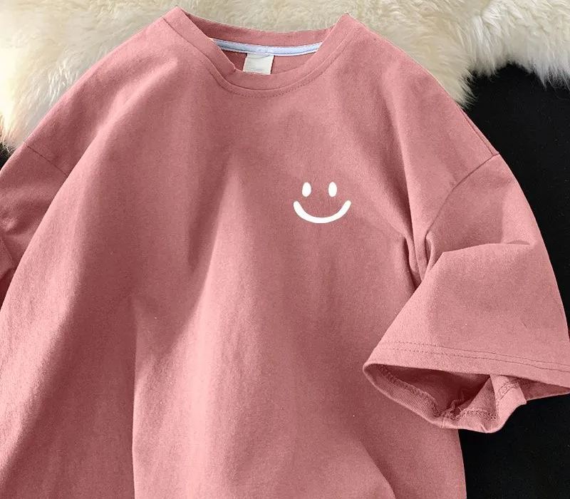 港風寬鬆百搭純色潮牌五分袖韓版T恤上衣