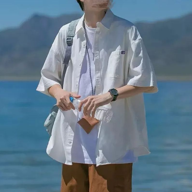 【套裝】日系慵懒风休闲宽松帅气文艺简约衬衫