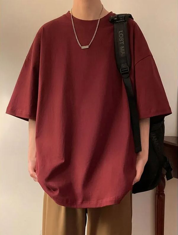 重磅新款ins潮純棉寬鬆純色五分袖短袖t恤