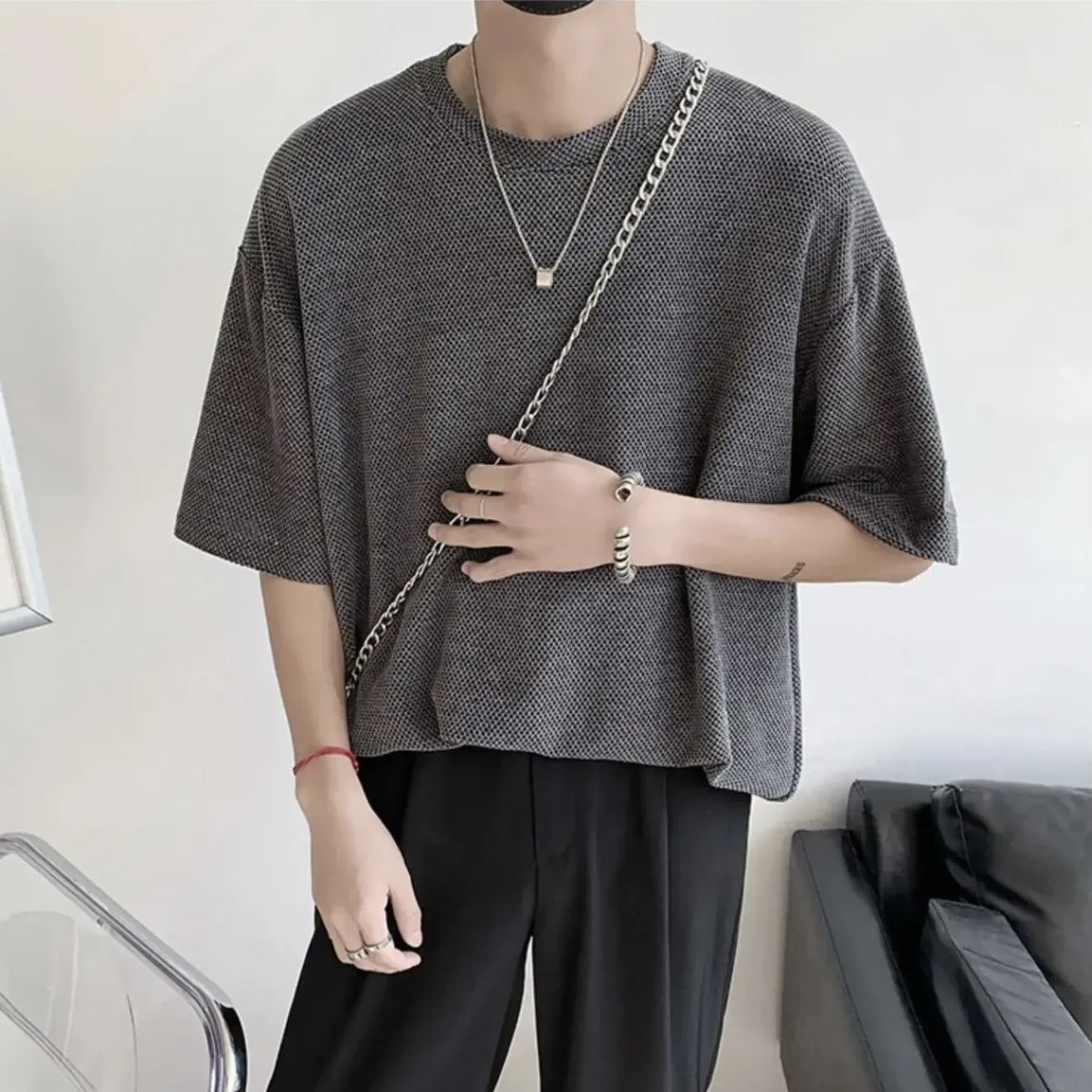 小眾設計感鏤空痞帥高級感重磅短袖t恤-vivivale