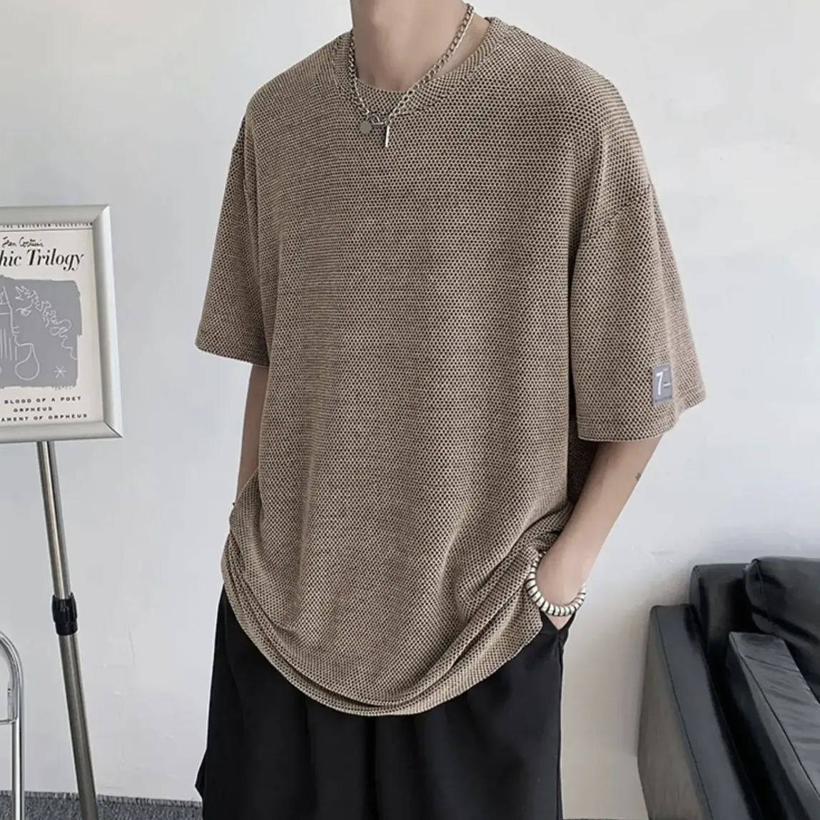 小眾設計感鏤空痞帥高級感重磅短袖t恤-vivivale