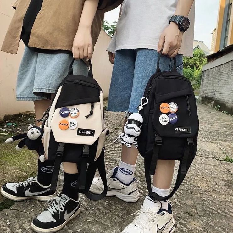 日系休閑大容量撞色斜挎單肩胸包-vivivale