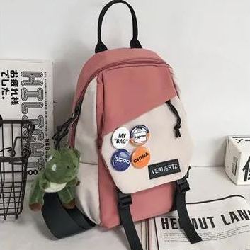 日系休閑大容量撞色斜挎單肩胸包-vivivale