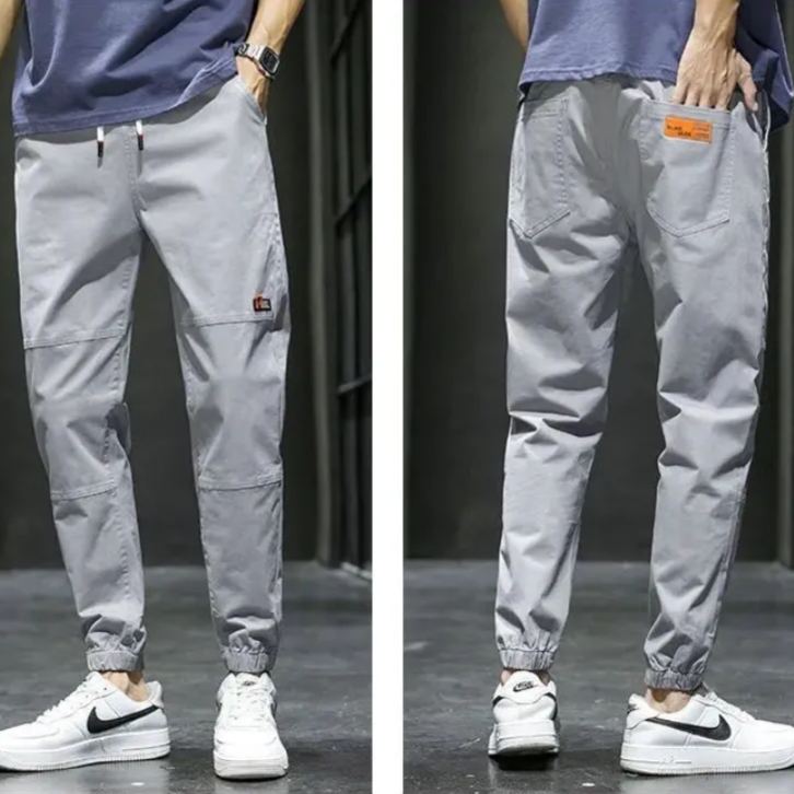 時尚寬鬆百搭薄款休閒束腳九分工裝褲-vivivale