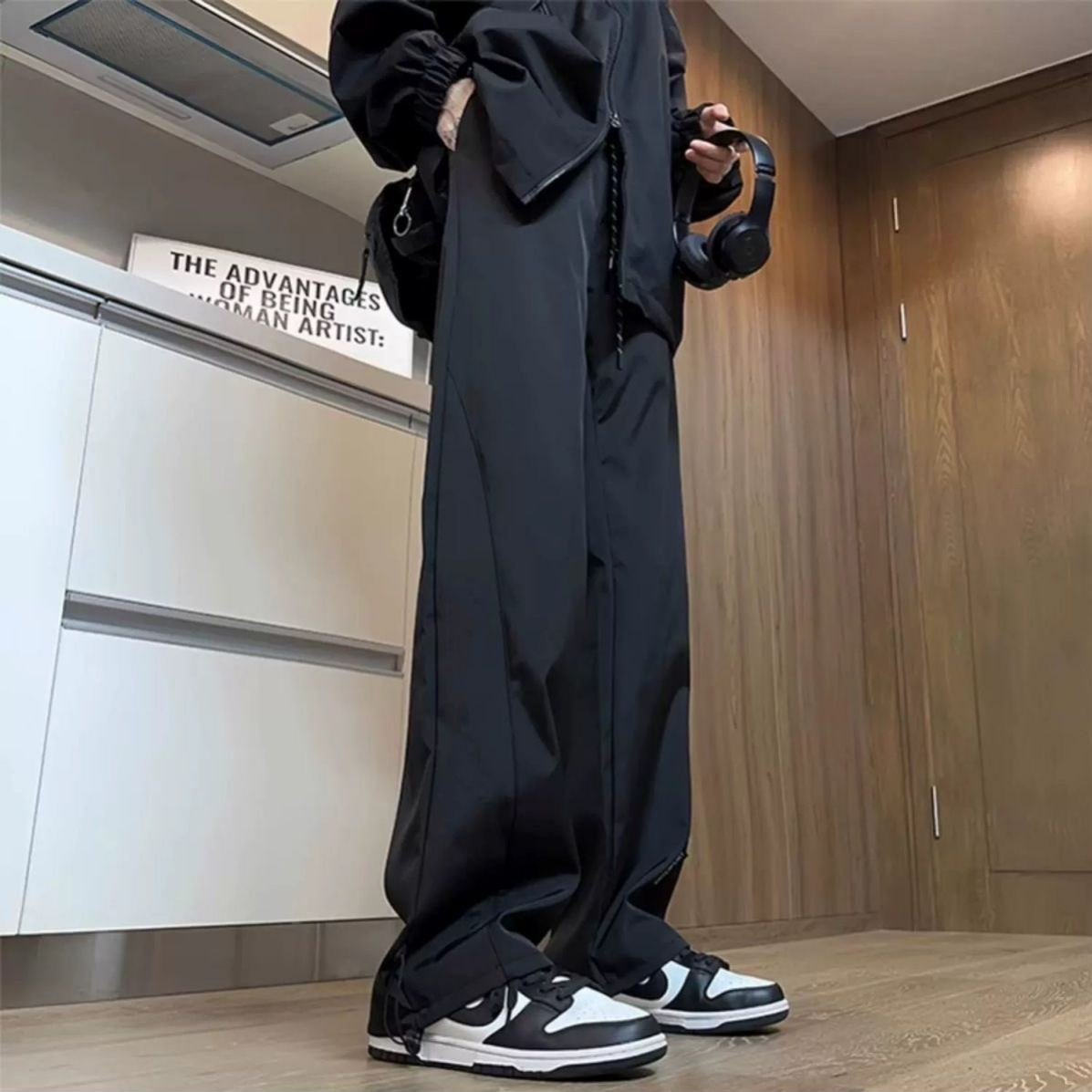 高街vibe美式機能風加絨寬鬆防水衝鋒褲-vivivale