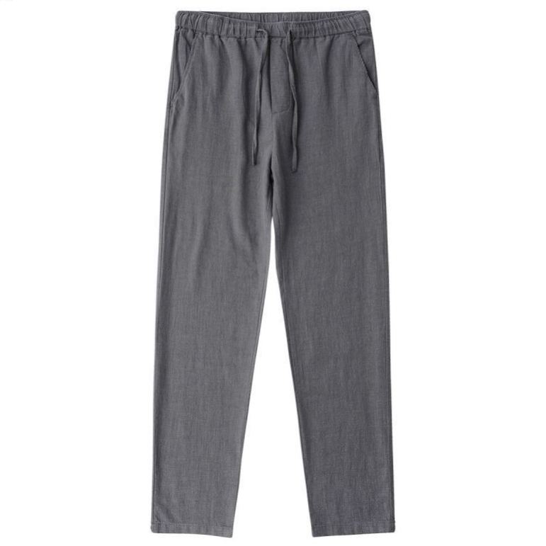 薄款透氣棉麻休閒褲直筒寬鬆九分褲