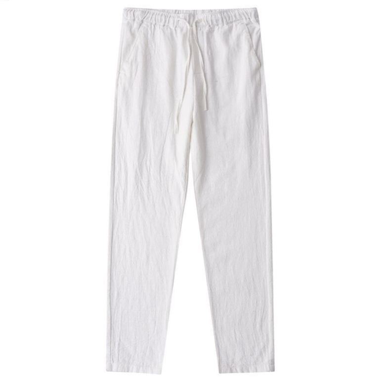 薄款透氣棉麻休閒褲直筒寬鬆九分褲