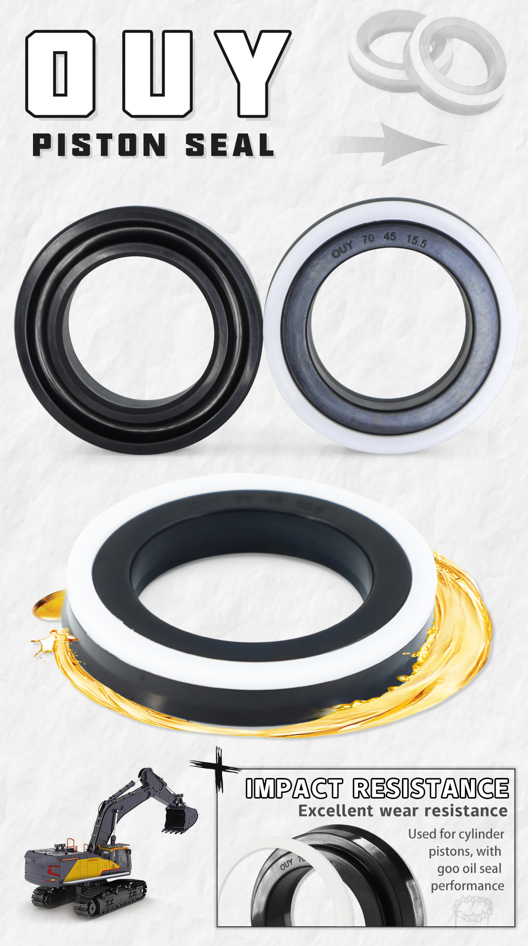 Black and white ordinary OUY oil seal