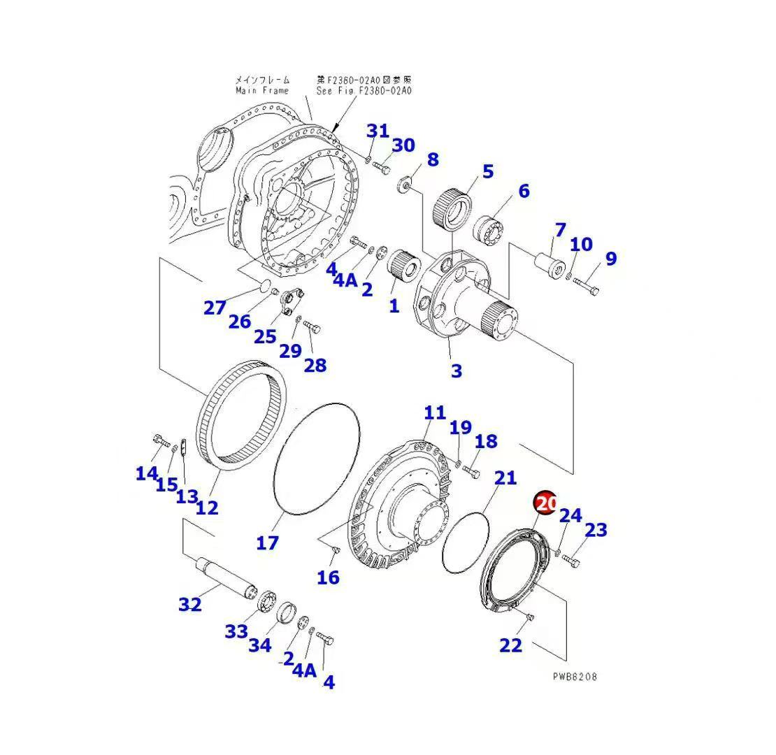 KOMATSU D375-3-5-6-8 / Final Drive Traveling End Cover Part Number: 195-27-34350