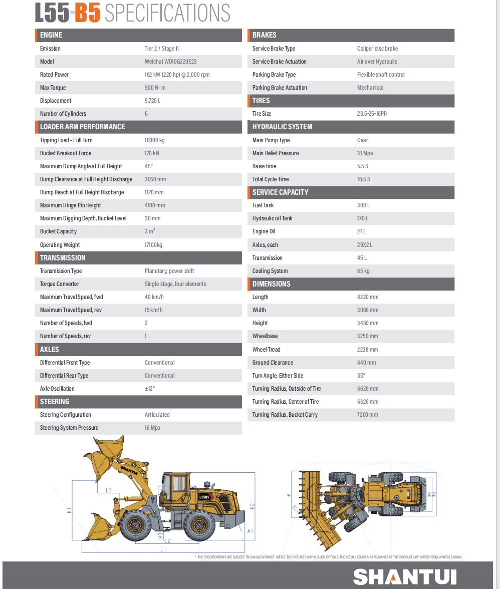Shantui L55-5B standard 17-ton loader,
