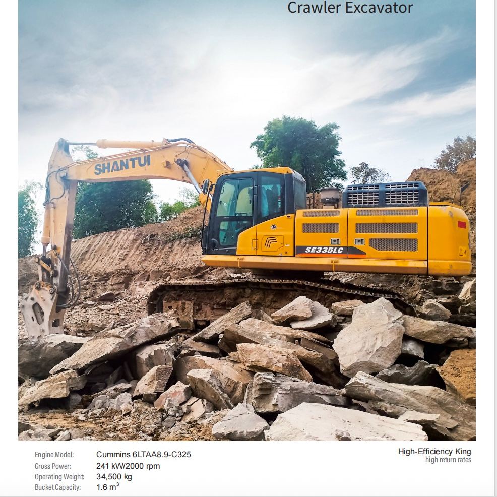 Shantui SE335LC standard 34-ton excavator, Euro II, Euro III and Euro IV emission standards