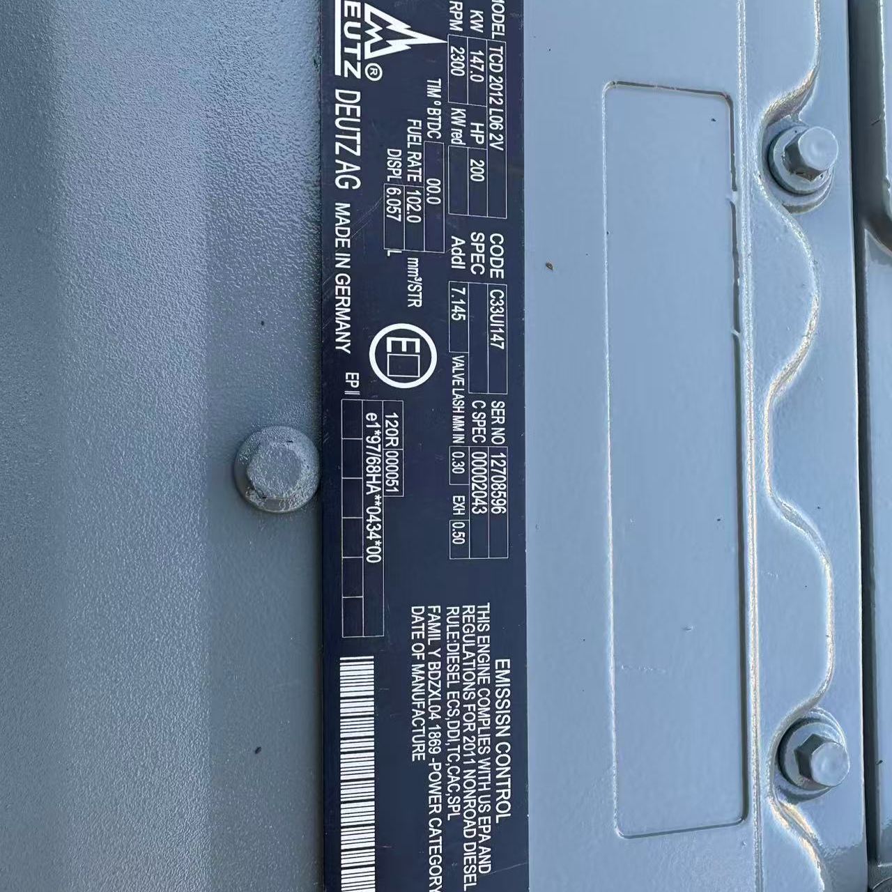 German Deutz TCD2012 L06 2V engine